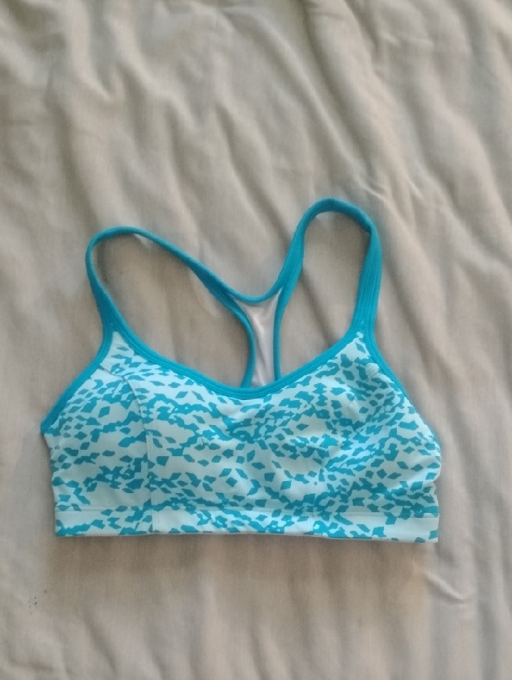 Champion White Sports Bra with Turquoise Trim - Picture 1 of 4